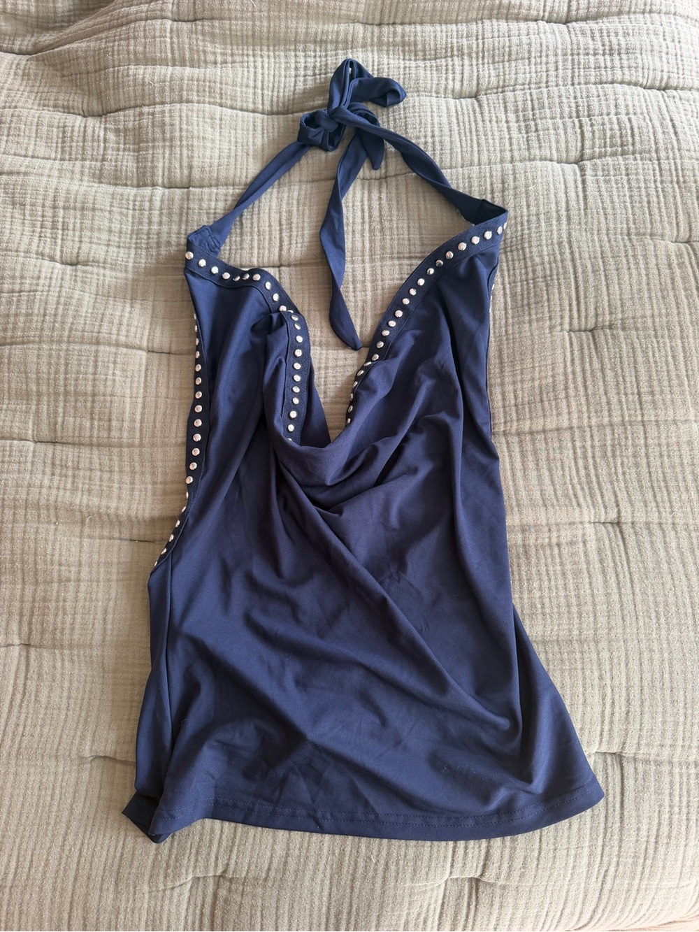 Navy studded Halter Tankini Top size XS but it’s oversized